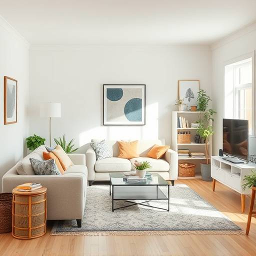 A well-organized living room with minimal clutter