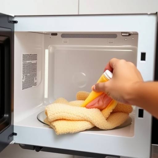 Cleaning the inside of a microwave